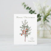 Elegant groen Kerstbessen  Feestdagenkaart (Staand voorkant)