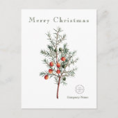 Elegant groen Kerstbessen  Feestdagenkaart (Voorkant)