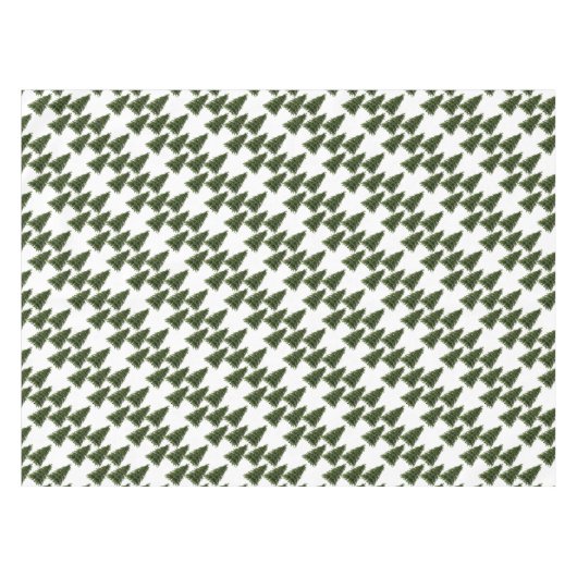 Elegant Groen Kerstboom Patroon Feestelijk Wit Tafelkleed (Voorkant (Horizontaal))