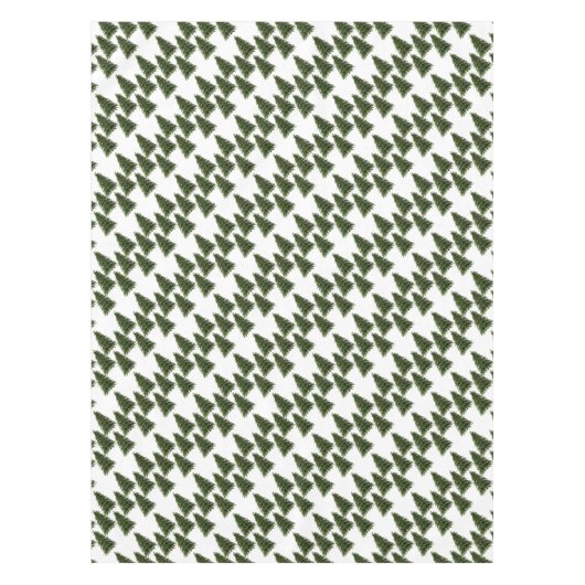 Elegant Groen Kerstboom Patroon Feestelijk Wit Tafelkleed (Voorkant)