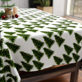 Elegant Groen Kerstboom Patroon Feestelijk Wit Tafelkleed