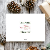 Elegant Groen Kerstfeest Familie Foto Eenvoudig Feestdagenkaart