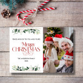 Elegant Groen Kerstfeest Familie Foto Eenvoudig Feestdagenkaart