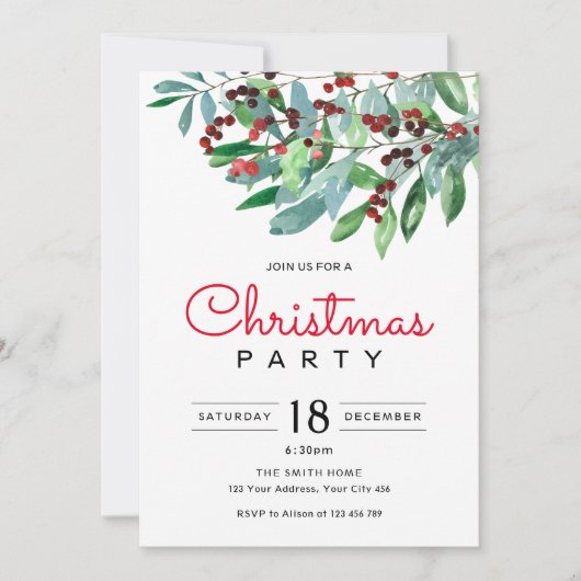 Elegant groen kerstfeest feestdagenkaart (Voorkant)