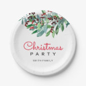 Elegant groen kerstfeest papieren bordje (Voorkant)