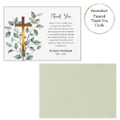 Elegant groen koperkruis katholieke begrafenis bedankkaart