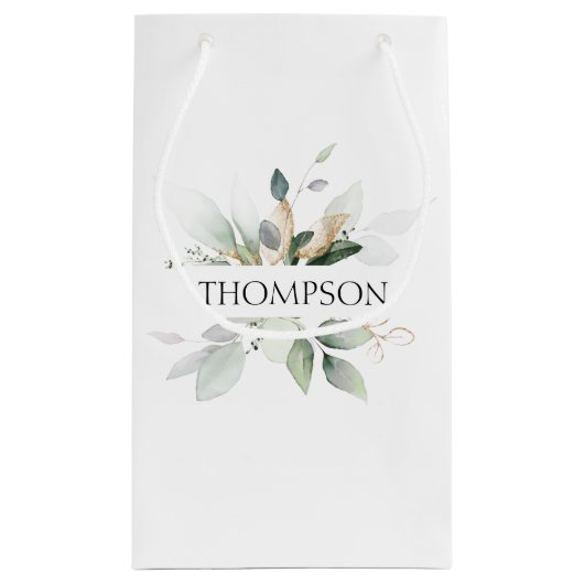 Elegant groen koppel NAAM pasgetrouwden Klein Cadeauzakje (Achterkant)