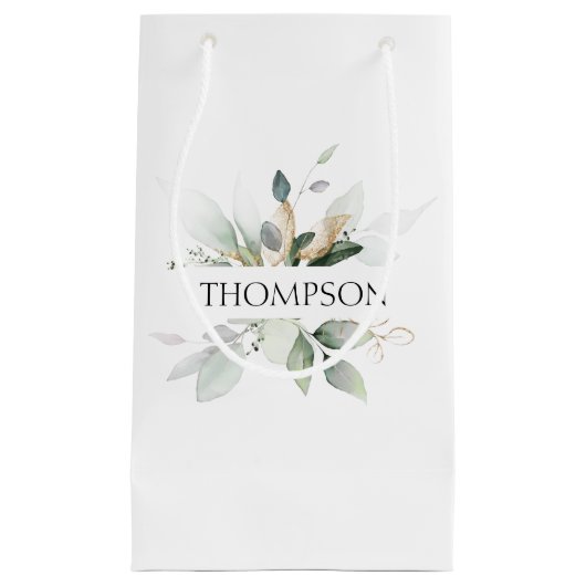 Elegant groen koppel NAAM pasgetrouwden Klein Cadeauzakje (Voorkant)