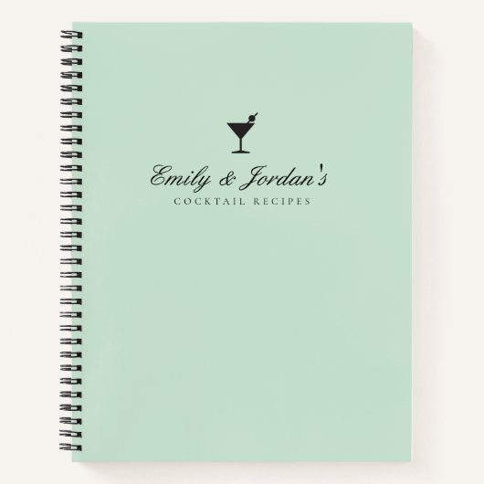 Elegant Groen Koppels Blank Cocktail Recept Notitieboek (Voorkant)
