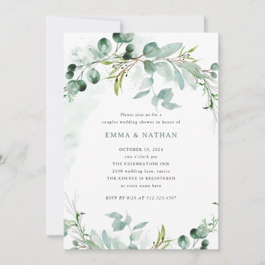 Elegant groen | Koppels douche Kaart (Voorkant)