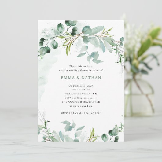 Elegant groen | Koppels douche Kaart (Staand voorkant)