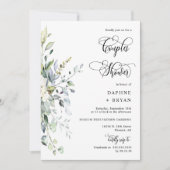 Elegant groen koppels Douche QR Code Foto Kaart (Voorkant)