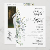 Elegant groen koppels Douche QR Code Foto Kaart (Voorkant / Achterkant)