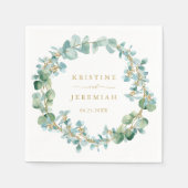 Elegant groen krans gouden eucalyptus bruiloft servet (Voorkant)