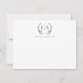 Elegant groen krans monogram paar stationery notitiekaartje (Voorkant)