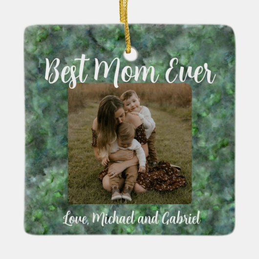 Elegant groen kwarts marmer granieten patroon keramisch ornament (Voorkant)