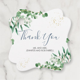 Elegant groen laat bloemig dank u Favor Tag Bedankjes Labels