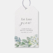 Elegant groen laat liefde groeien zaadpakket favor cadeaulabel (Voorkant)