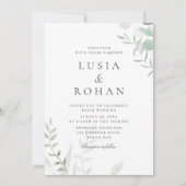 Elegant groen laat moderne Waterverf bruiloft acht Kaart (Voorkant)