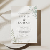 Elegant groen laat moderne Waterverf bruiloft acht Kaart