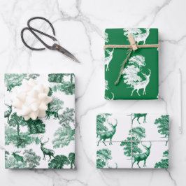 Elegant  Groen Land Toile Deer Bossen Inpakpapier Vel