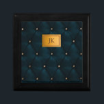 Elegant groen leder, diamanten, monogram cadeaudoosje<br><div class="desc">Elegant diamanten en je monogram.</div>