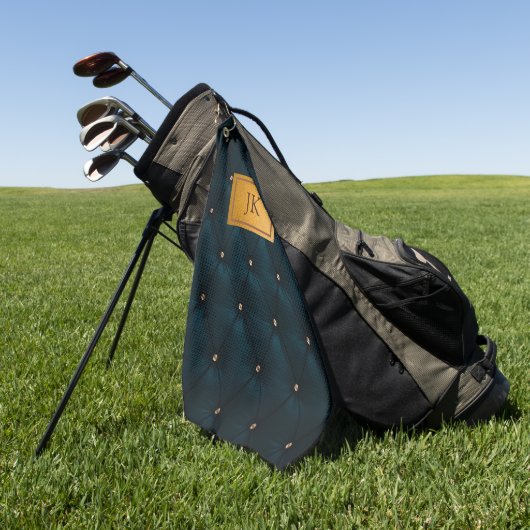 Elegant groen leder, diamanten, monogram golfhanddoek (Groen)