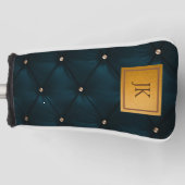 Elegant groen leder, diamanten, monogram golfheadcover (Voorkant)
