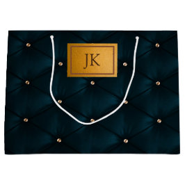 Elegant groen leder, diamanten, monogram groot cadeauzakje