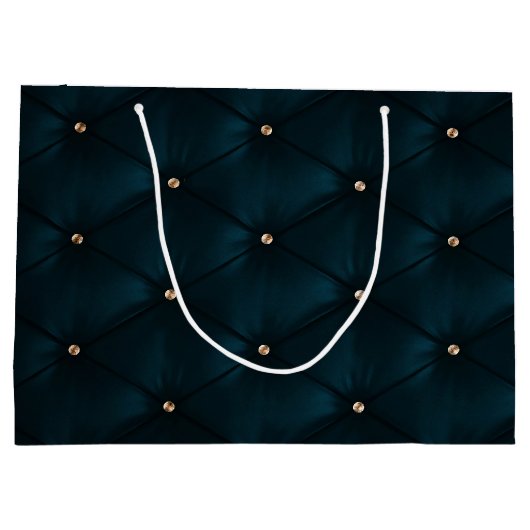 Elegant groen leder, diamanten, monogram groot cadeauzakje (Achterkant)