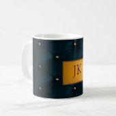 Elegant groen leder, diamanten, monogram koffiemok (Voorkant links)