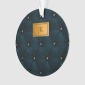 Elegant groen leder, diamanten, monogram ornament (voorkant)