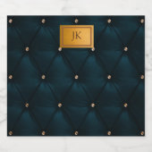 Elegant groen leder, diamanten, monogram sparkling wijnetiket (Enkel label)