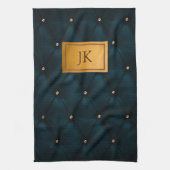 Elegant groen leder, diamanten, monogram theedoek (Verticaal)