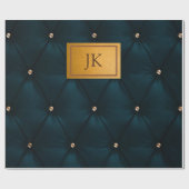 Elegant groen leer,diamanten,monogram cadeaupapier (Vlak)