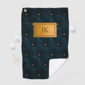 Elegant groen leer,diamanten,monogram   golfhanddoek (Insitu)