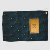 Elegant groen leer,diamanten,monogram   golfhanddoek (Horizontaal)