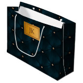Elegant groen leer,Diamanten,Monogram Groot Cadeauzakje (Voorkant Gekanteld)