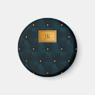 Elegant groen leer,Diamanten,Monogram Magneet