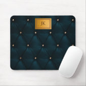 Elegant groen leer,diamanten,monogram muismat (Met muis)