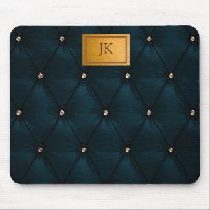 Elegant groen leer,diamanten,monogram muismat