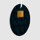 Elegant groen leer,diamanten,monogram   ornament (voorkant)