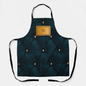 Elegant groen leer,Diamanten,Monogram Schort (Voorkant)