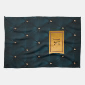 Elegant groen leer,Diamanten,Monogram Theedoek (Horizontaal)