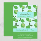 Elegant groen limoenfeestje kaart (Voorkant / Achterkant)