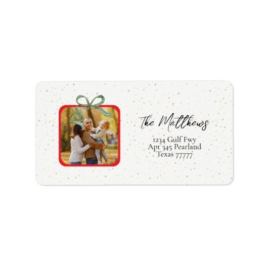 Elegant groen lint kerst retouradres etiket (Voorkant)