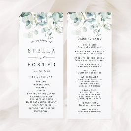 Elegant groen loof bruiloft programma programmakaart