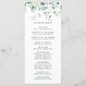 Elegant groen loof bruiloft programma programmakaart (Achterkant)