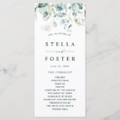 Elegant groen loof bruiloft programma programmakaart (Voorkant)