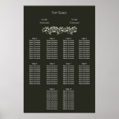 Elegant groen loof bruiloft zitschema poster (Voorkant)